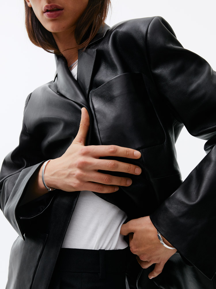 arket leather blazer